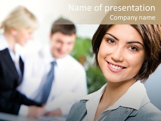 Colleague Fashion Smiling PowerPoint Template