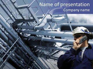 Hard Hat Fuel Plant PowerPoint Template