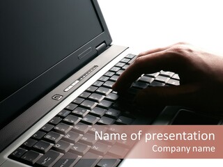 Black Laptop Hand PowerPoint Template