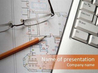 Architectural Plan Pencil PowerPoint Template