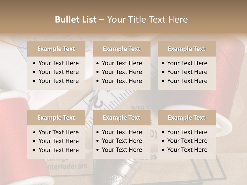 Two Spools Of Thread Sitting On Top Of A Piece Of Paper PowerPoint Template