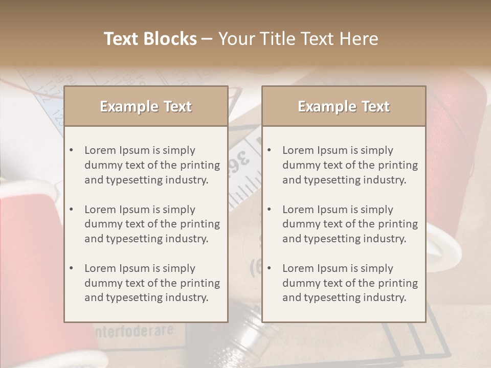 Two Spools Of Thread Sitting On Top Of A Piece Of Paper PowerPoint Template