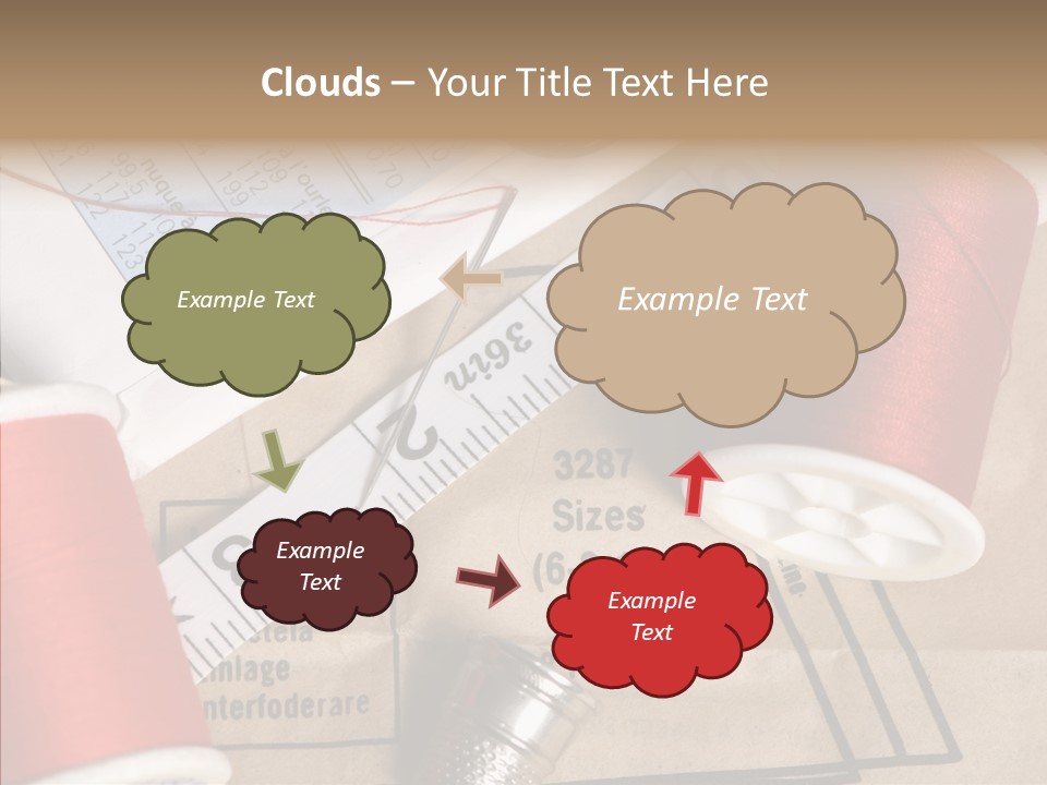 Two Spools Of Thread Sitting On Top Of A Piece Of Paper PowerPoint Template