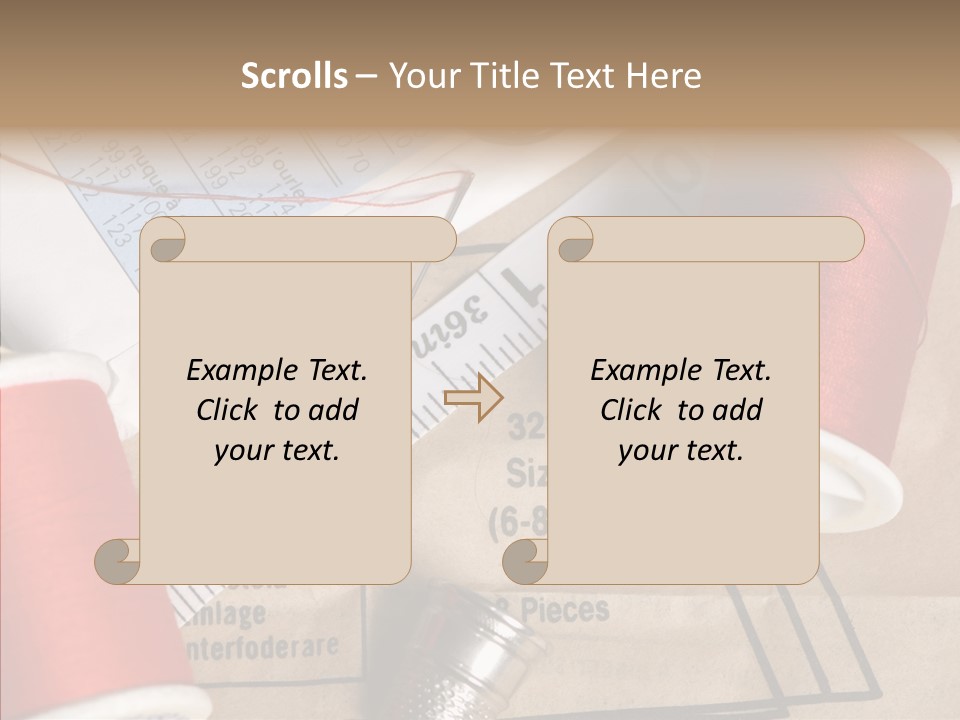 Two Spools Of Thread Sitting On Top Of A Piece Of Paper PowerPoint Template