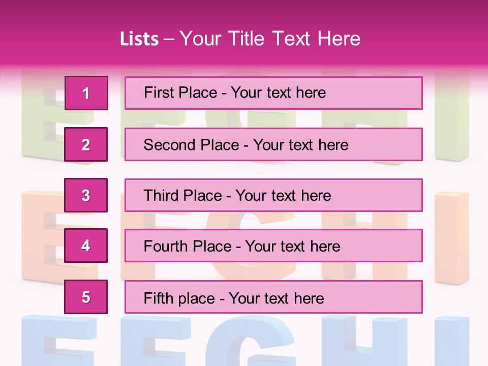 Alphabetical Standing Alphabet PowerPoint Template