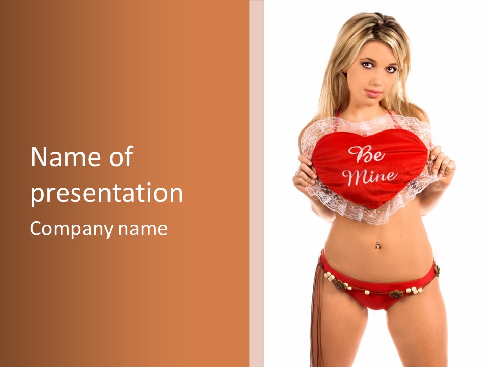 Young Women Red PowerPoint Template