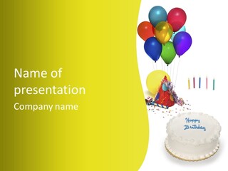 White Balloons Candles PowerPoint Template