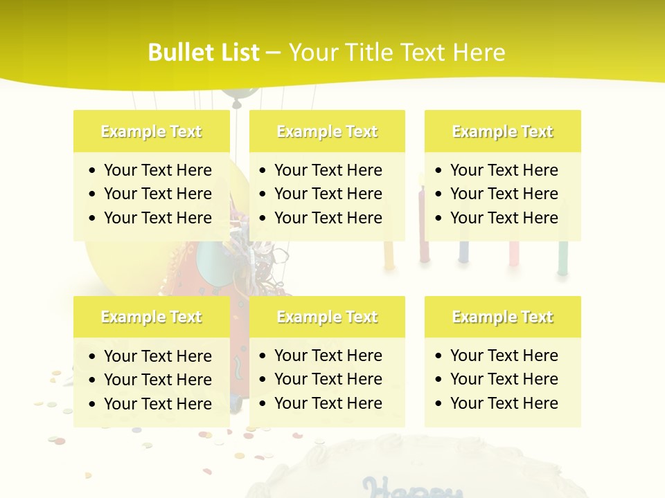 White Balloons Candles PowerPoint Template