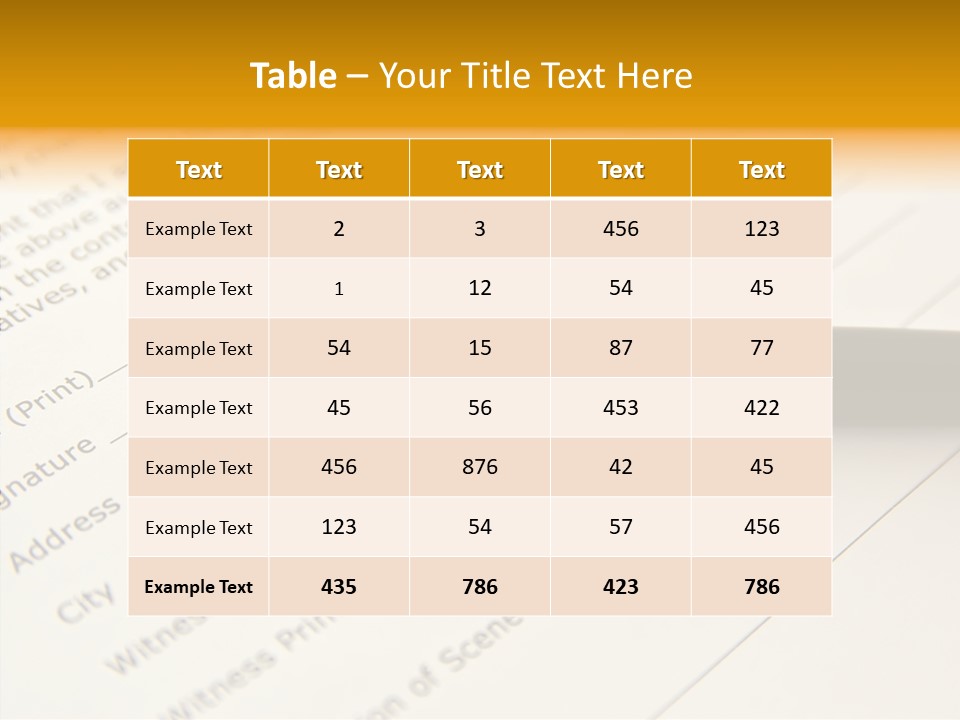 Per On Character Table PowerPoint Template