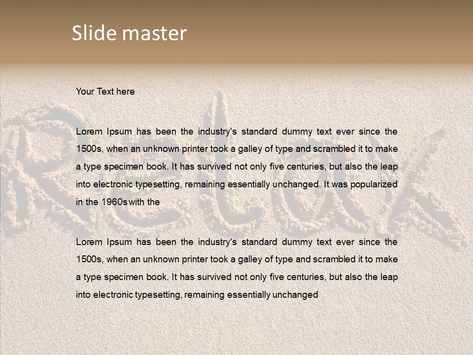 The Word Relax Written In The Sand On A Beach PowerPoint Template