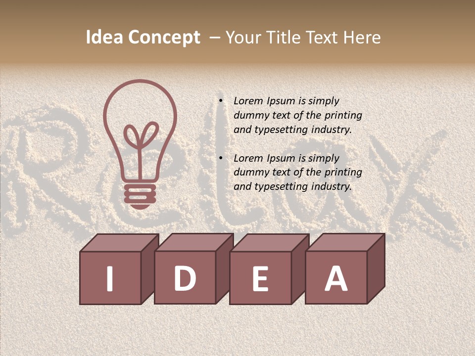 The Word Relax Written In The Sand On A Beach PowerPoint Template