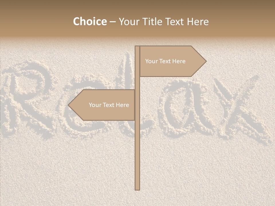 The Word Relax Written In The Sand On A Beach PowerPoint Template