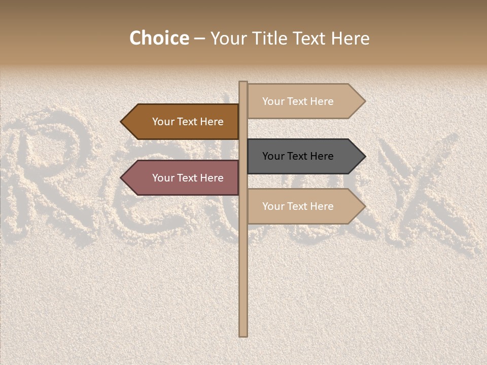 The Word Relax Written In The Sand On A Beach PowerPoint Template