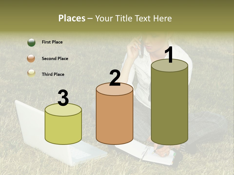 Laptop Businesswoman Success PowerPoint Template