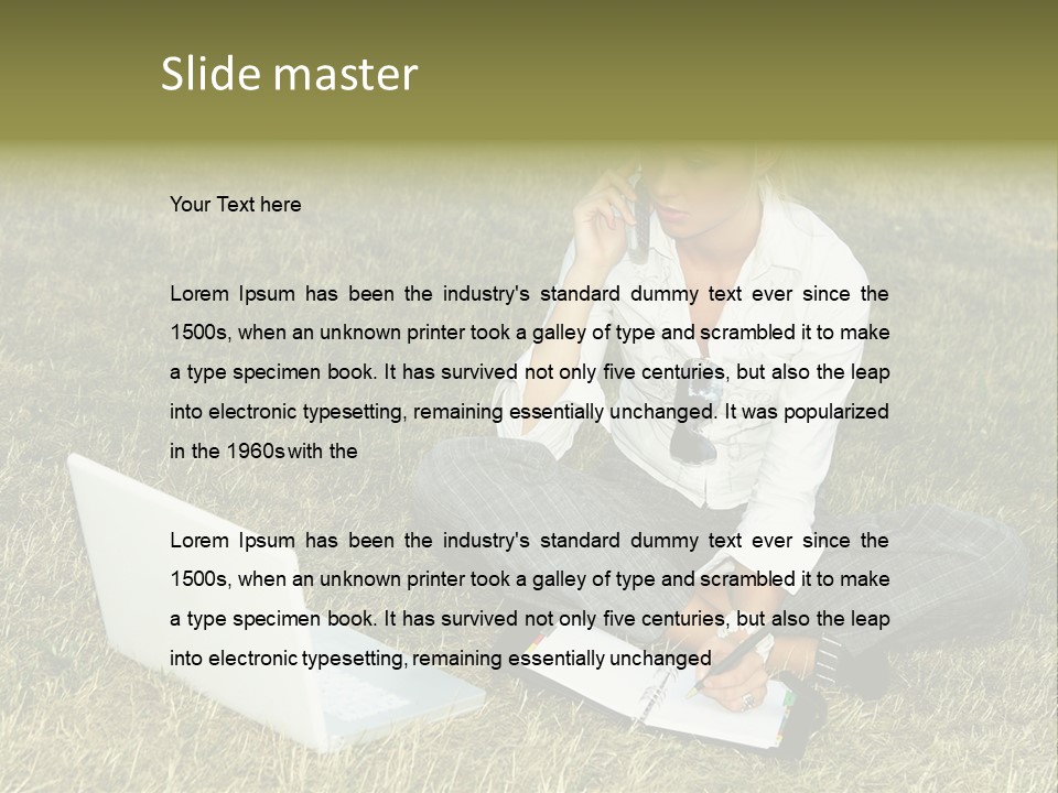 Laptop Businesswoman Success PowerPoint Template