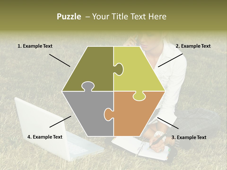 Laptop Businesswoman Success PowerPoint Template