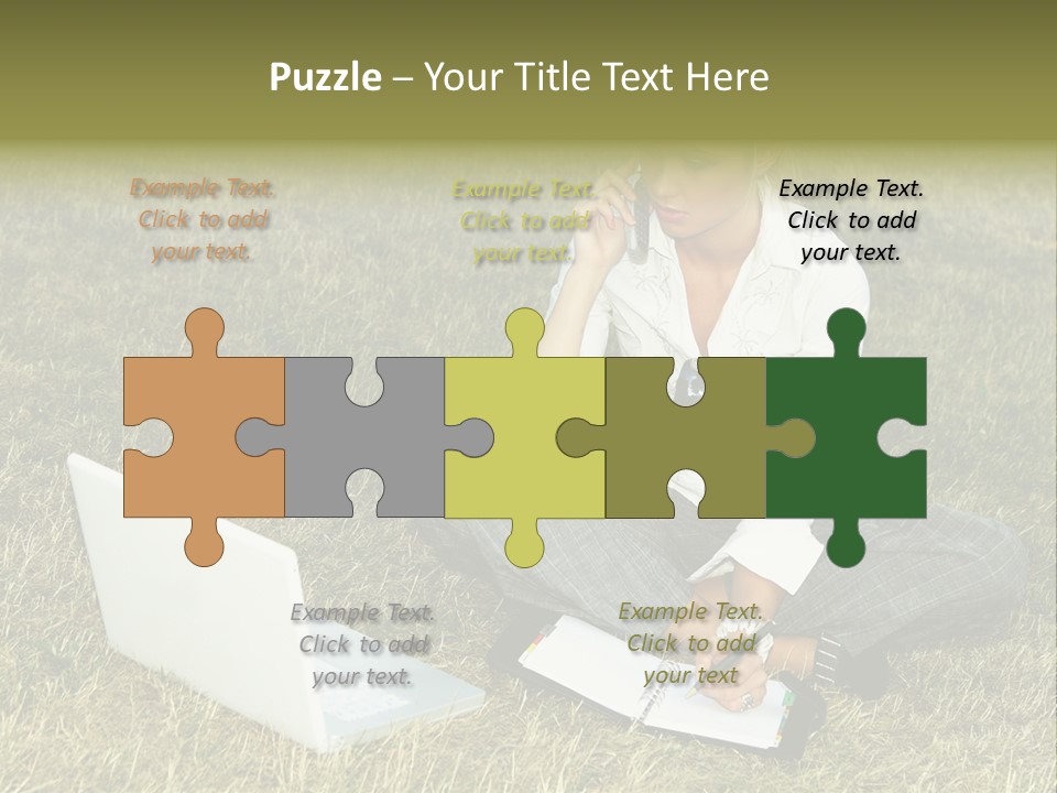 Laptop Businesswoman Success PowerPoint Template