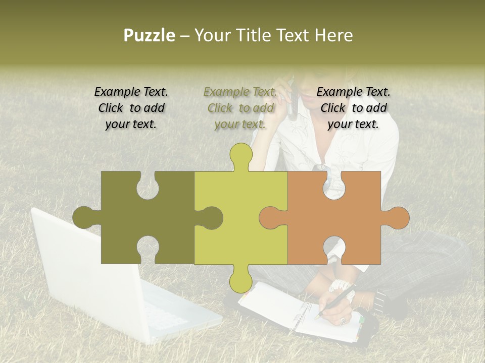 Laptop Businesswoman Success PowerPoint Template