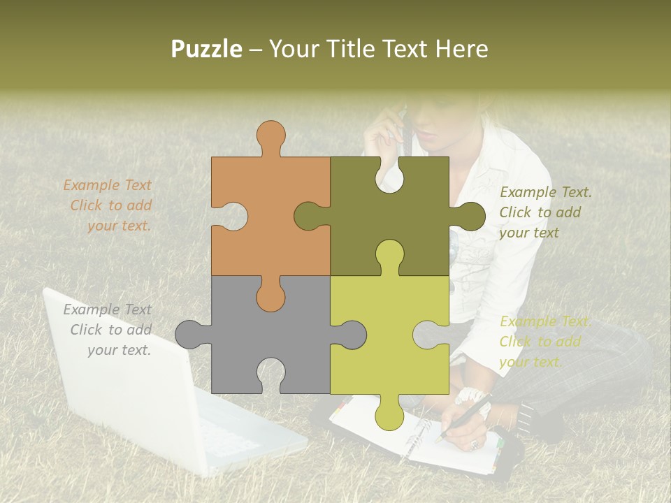 Laptop Businesswoman Success PowerPoint Template