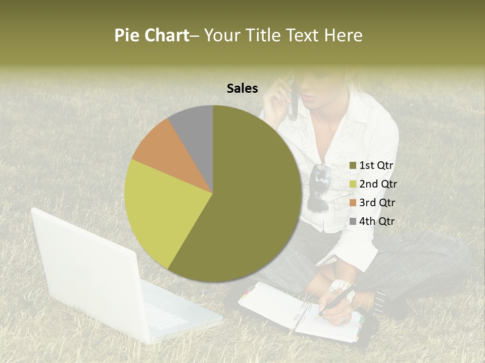 Laptop Businesswoman Success PowerPoint Template