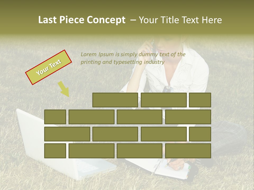 Laptop Businesswoman Success PowerPoint Template