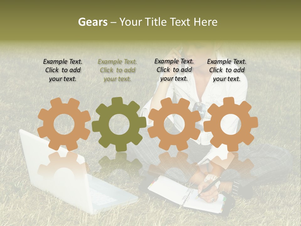 Laptop Businesswoman Success PowerPoint Template