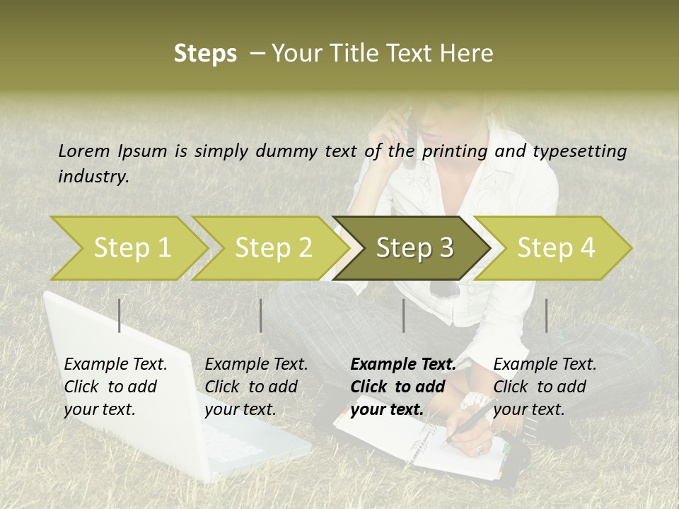 Laptop Businesswoman Success PowerPoint Template