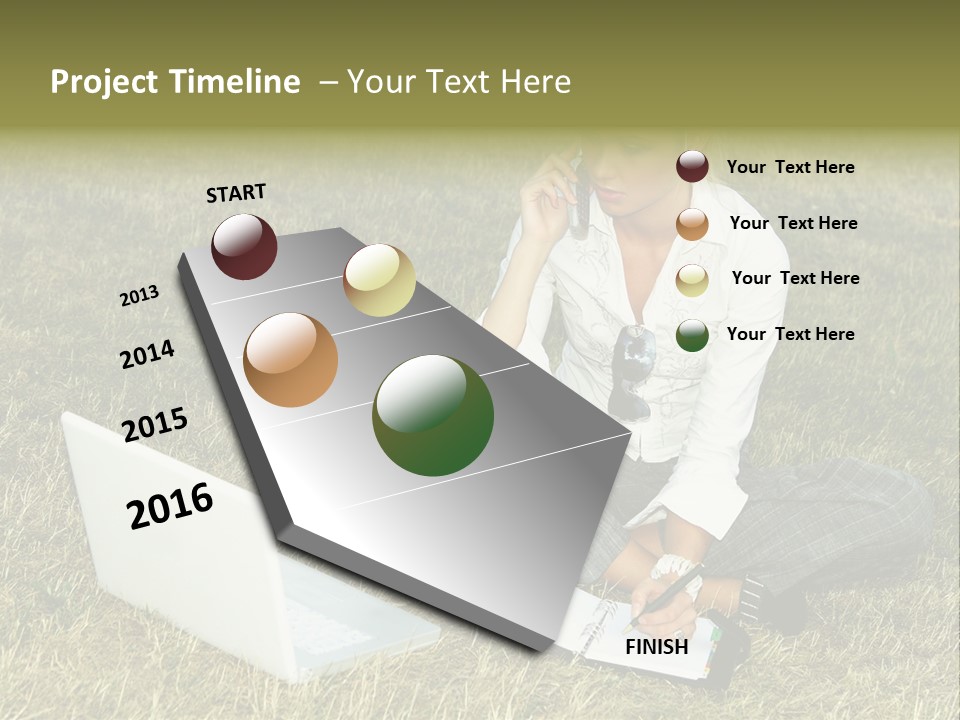 Laptop Businesswoman Success PowerPoint Template