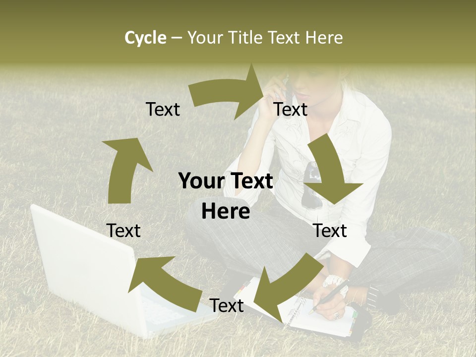 Laptop Businesswoman Success PowerPoint Template