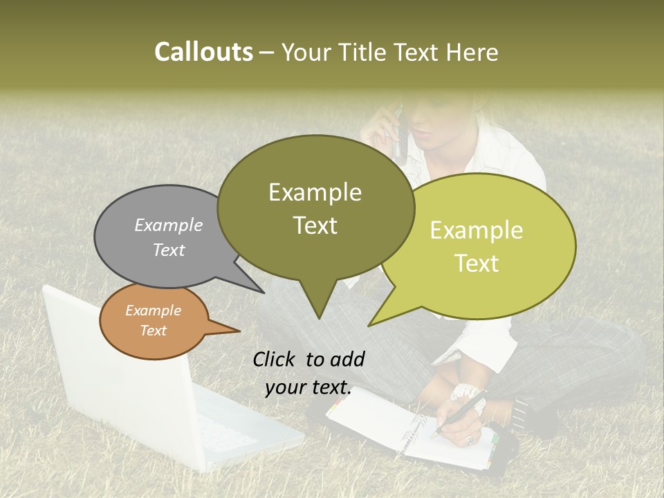 Laptop Businesswoman Success PowerPoint Template