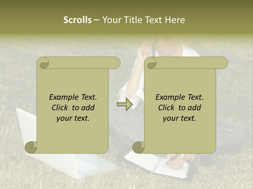 Laptop Businesswoman Success PowerPoint Template