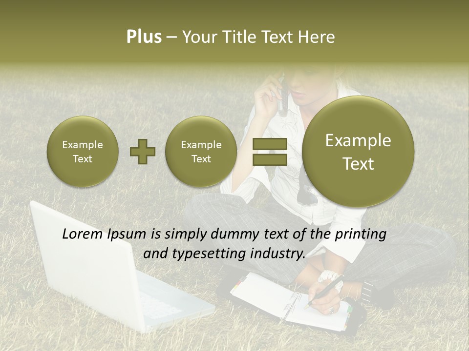 Laptop Businesswoman Success PowerPoint Template