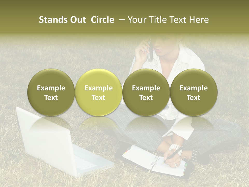 Laptop Businesswoman Success PowerPoint Template