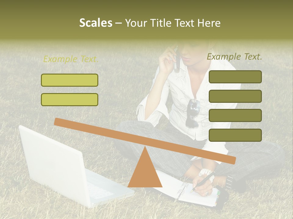 Laptop Businesswoman Success PowerPoint Template