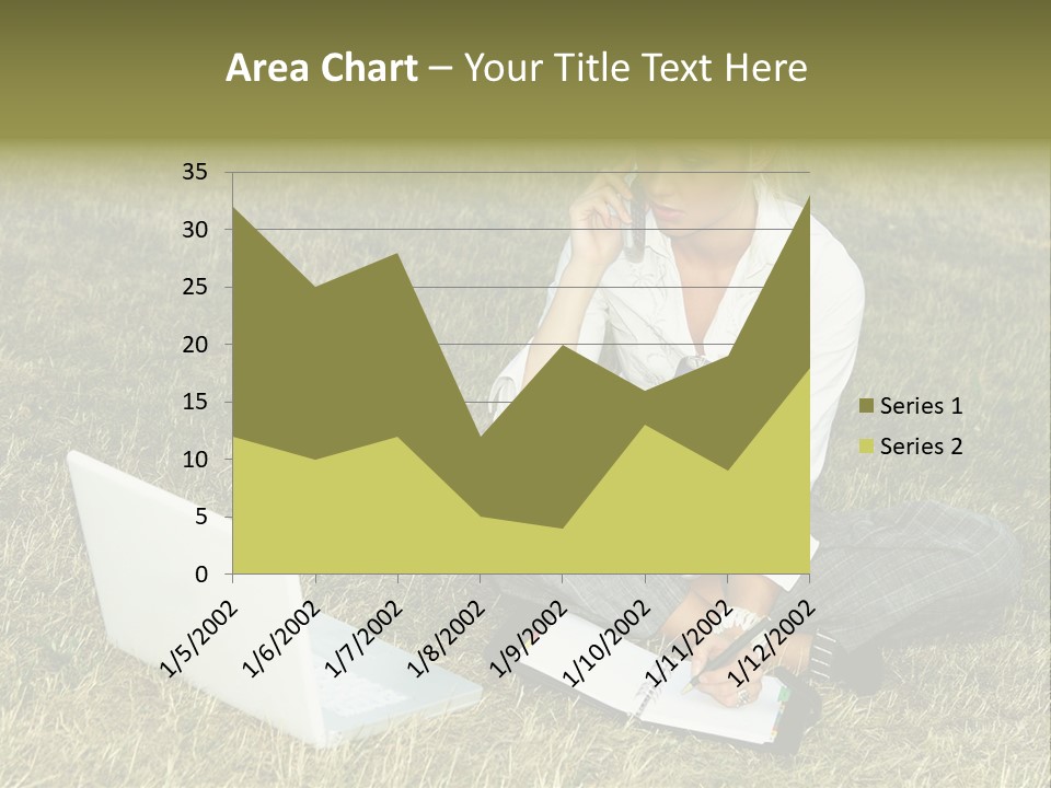 Laptop Businesswoman Success PowerPoint Template