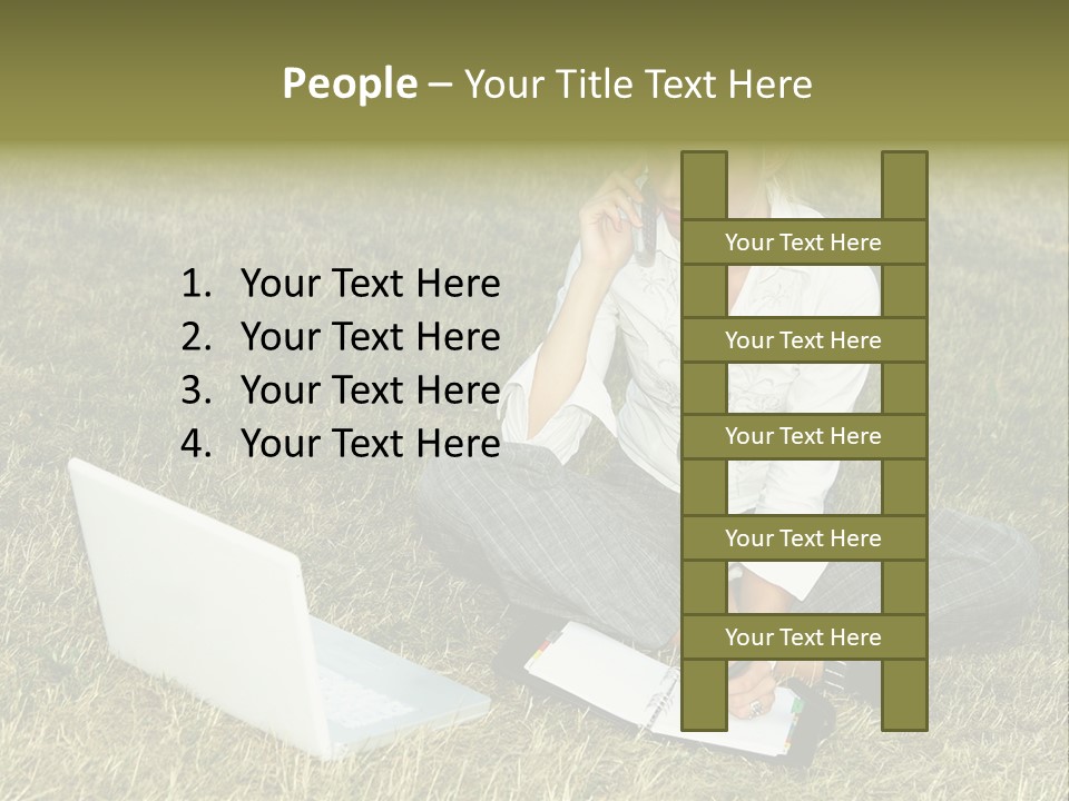 Laptop Businesswoman Success PowerPoint Template