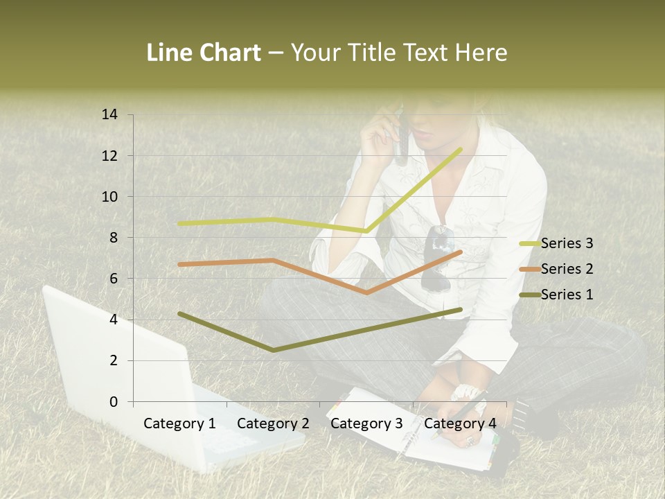 Laptop Businesswoman Success PowerPoint Template