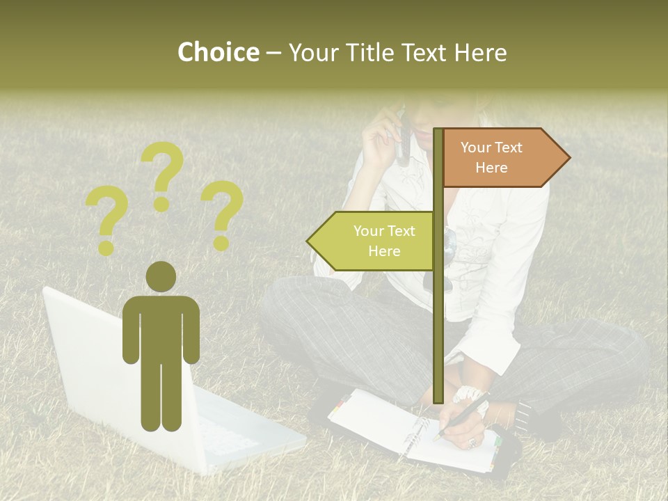 Laptop Businesswoman Success PowerPoint Template