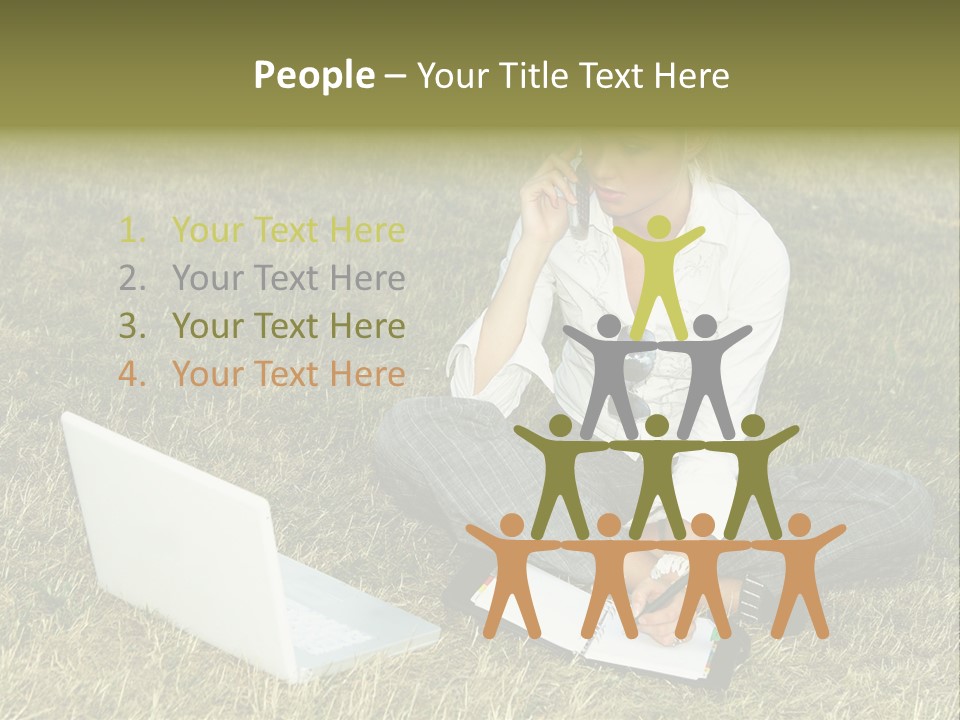 Laptop Businesswoman Success PowerPoint Template