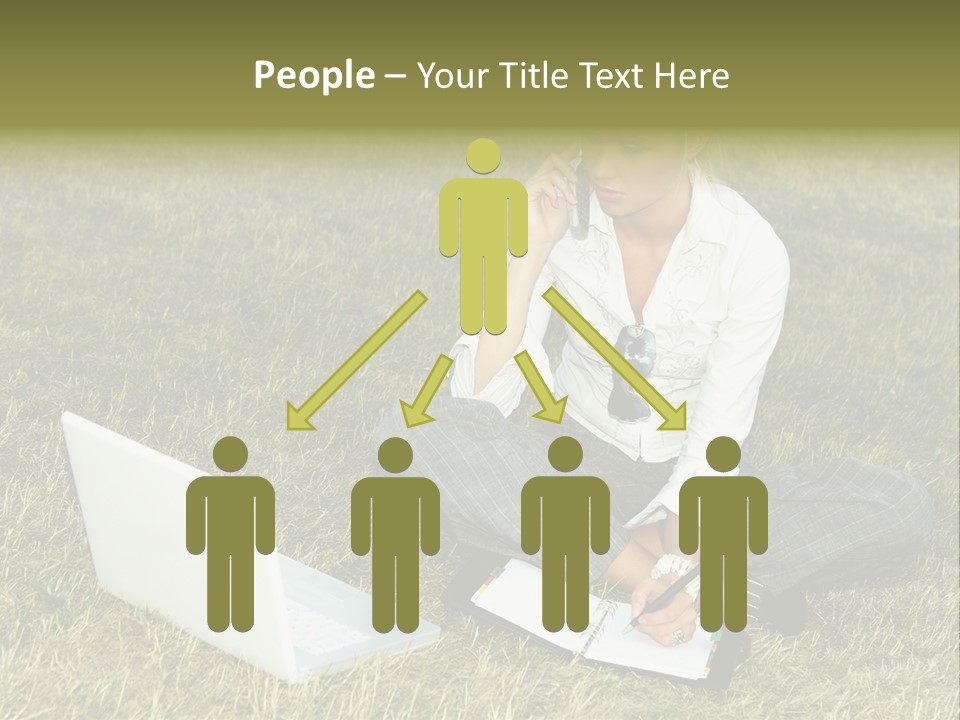 Laptop Businesswoman Success PowerPoint Template