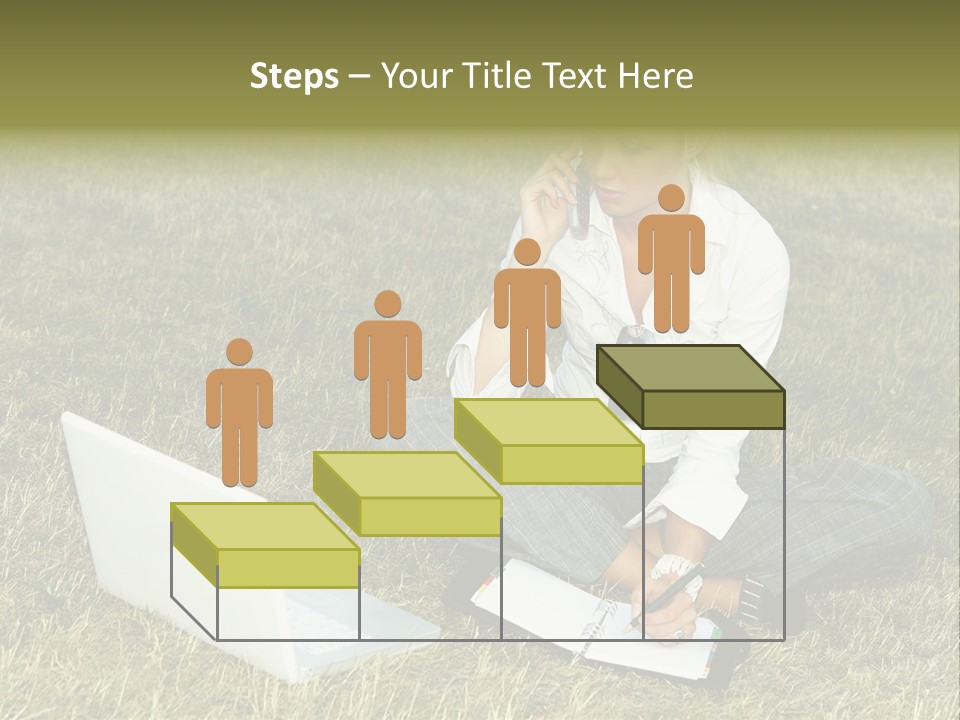 Laptop Businesswoman Success PowerPoint Template