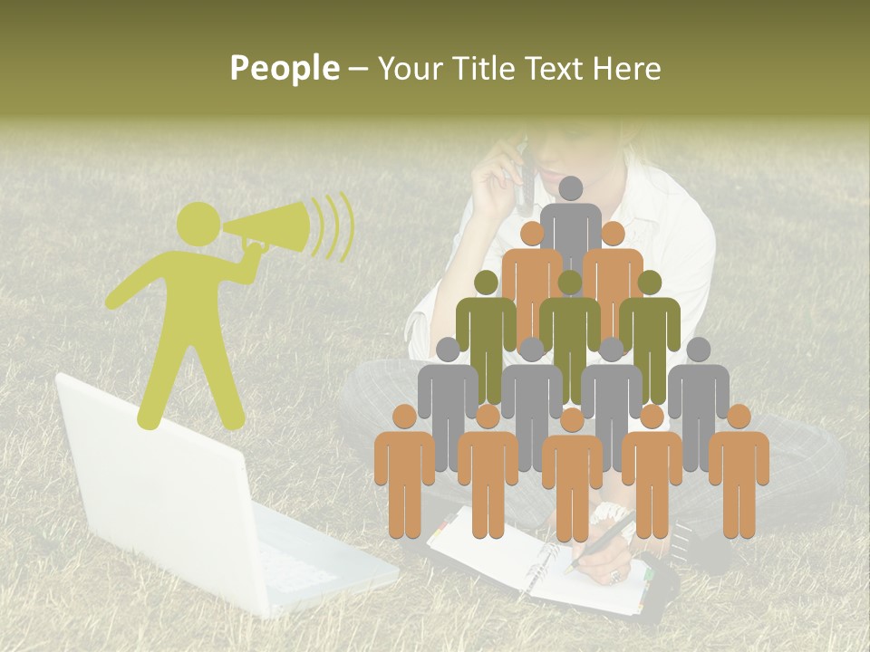 Laptop Businesswoman Success PowerPoint Template