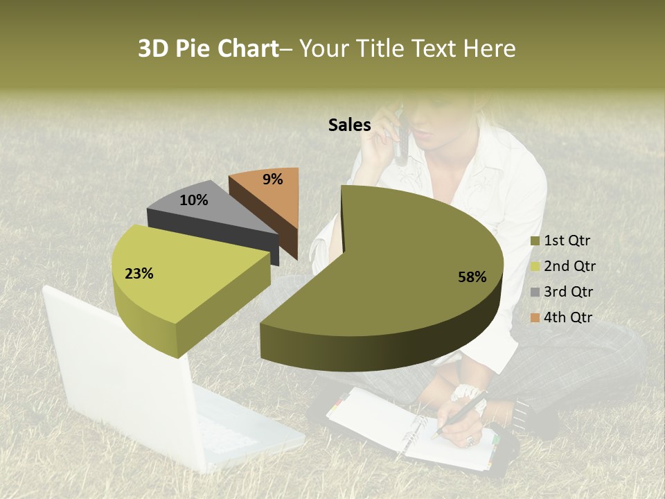 Laptop Businesswoman Success PowerPoint Template