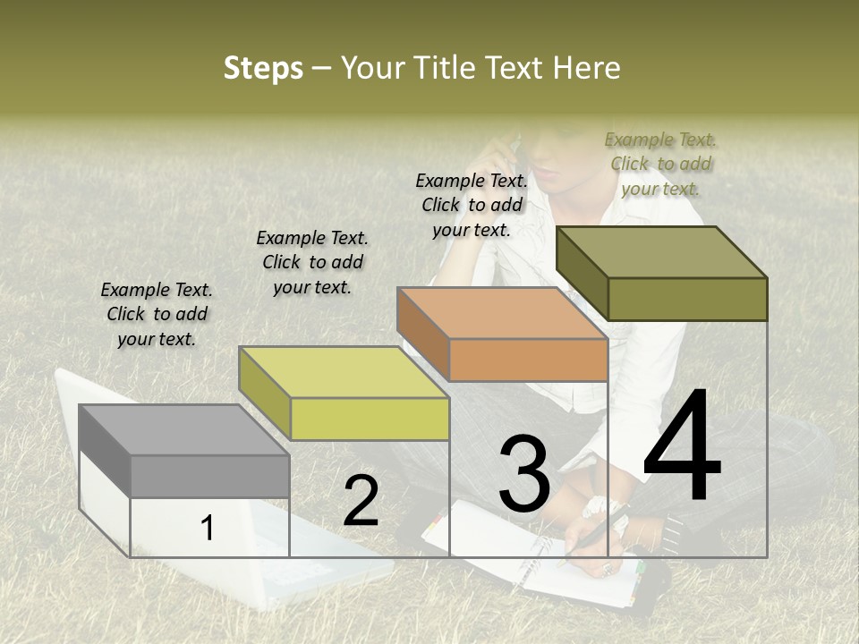 Laptop Businesswoman Success PowerPoint Template