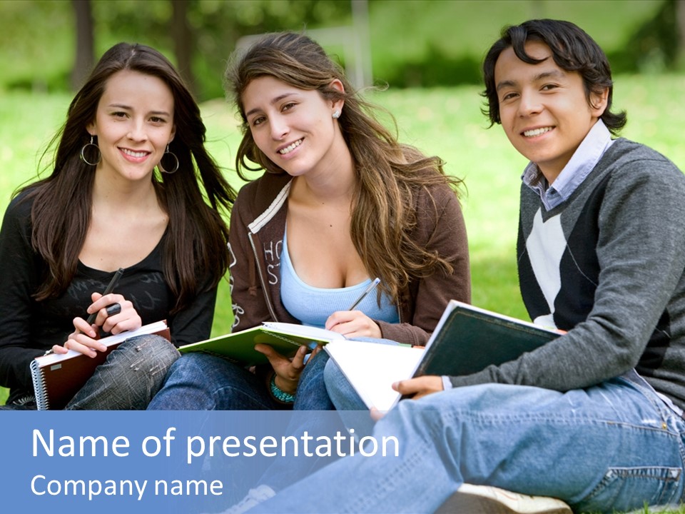 Smile Female Holding PowerPoint Template