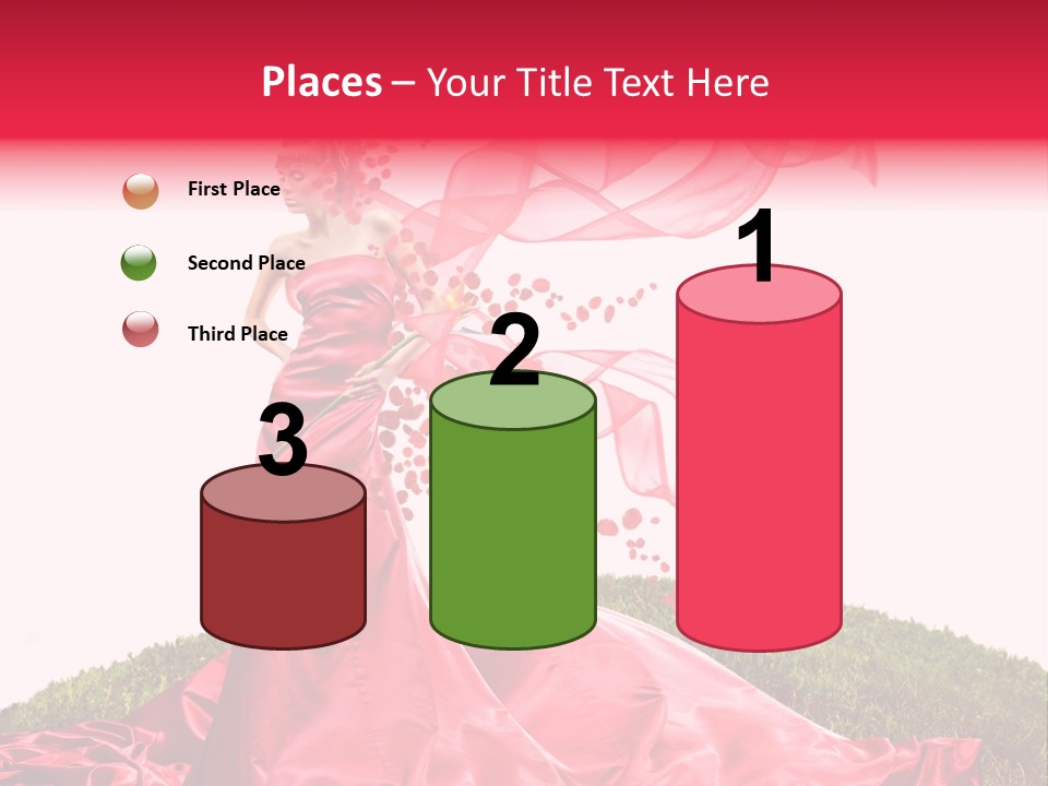 Beautiful Girl In Red Dress PowerPoint Template