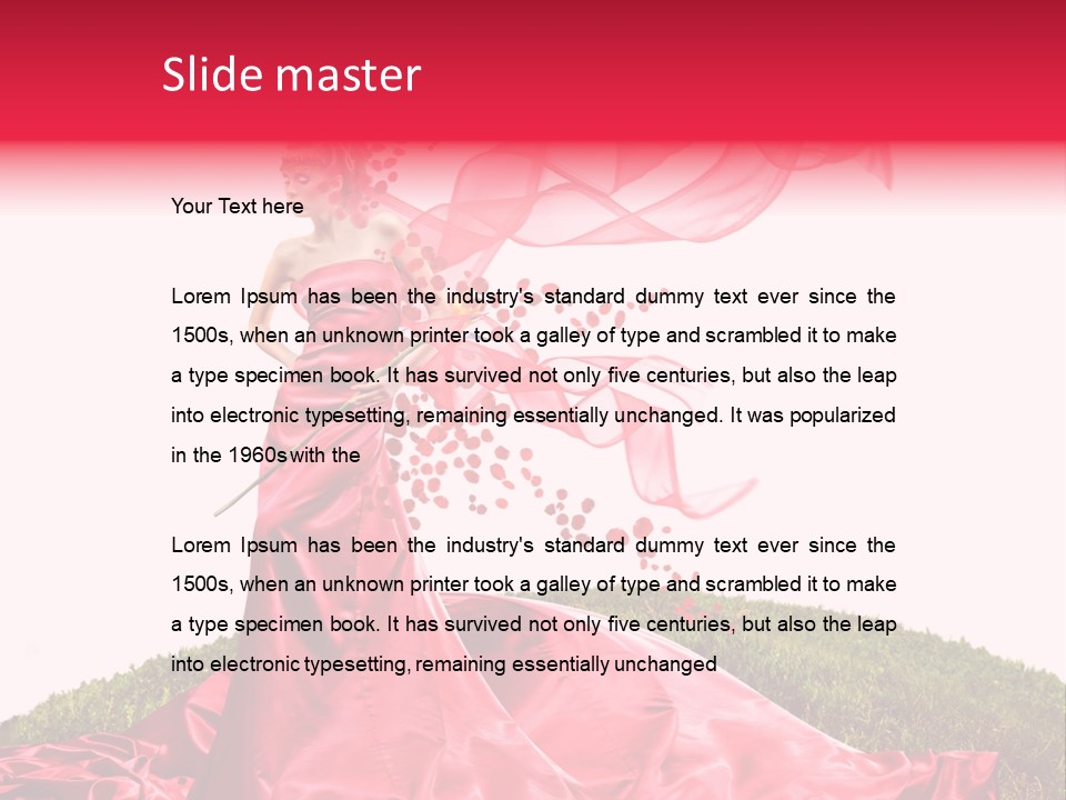 Beautiful Girl In Red Dress PowerPoint Template