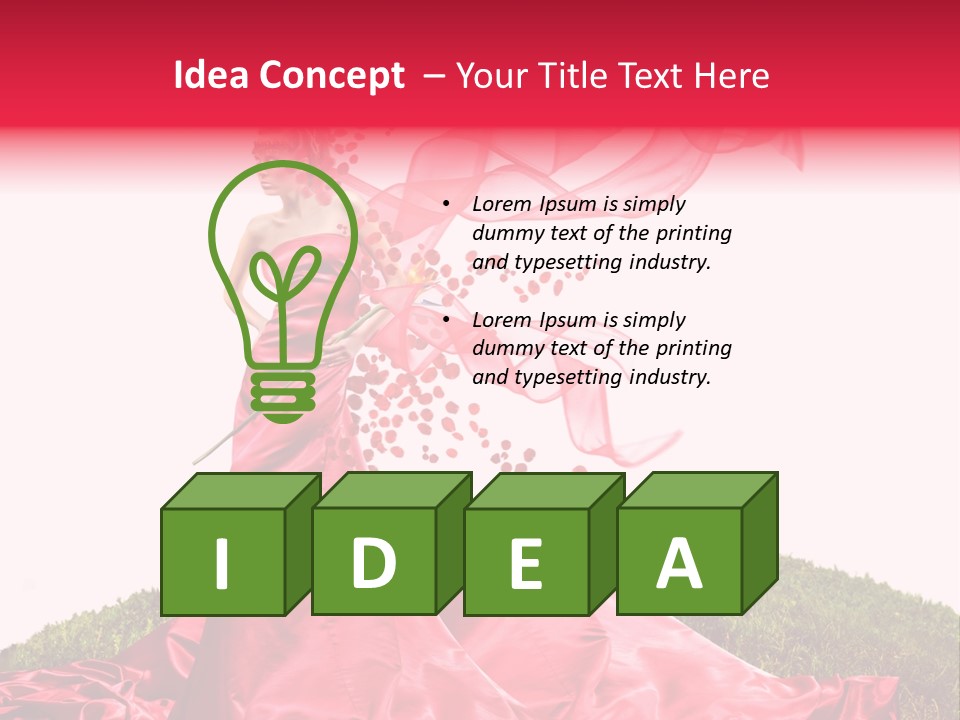 Beautiful Girl In Red Dress PowerPoint Template