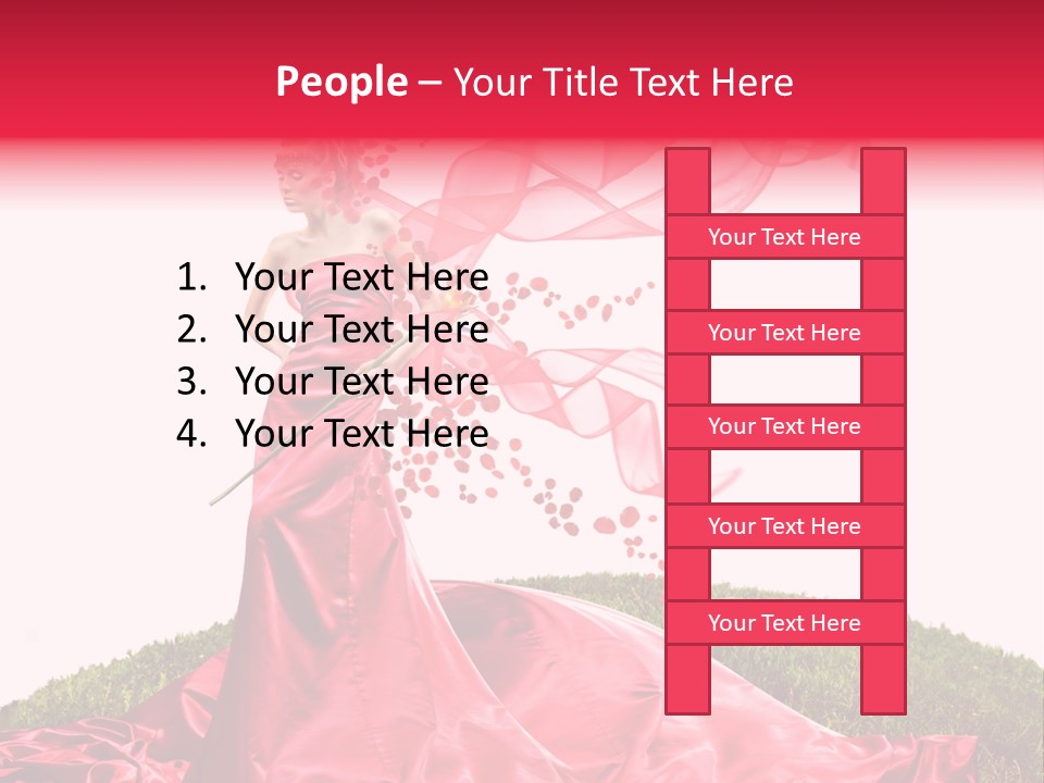 Beautiful Girl In Red Dress PowerPoint Template