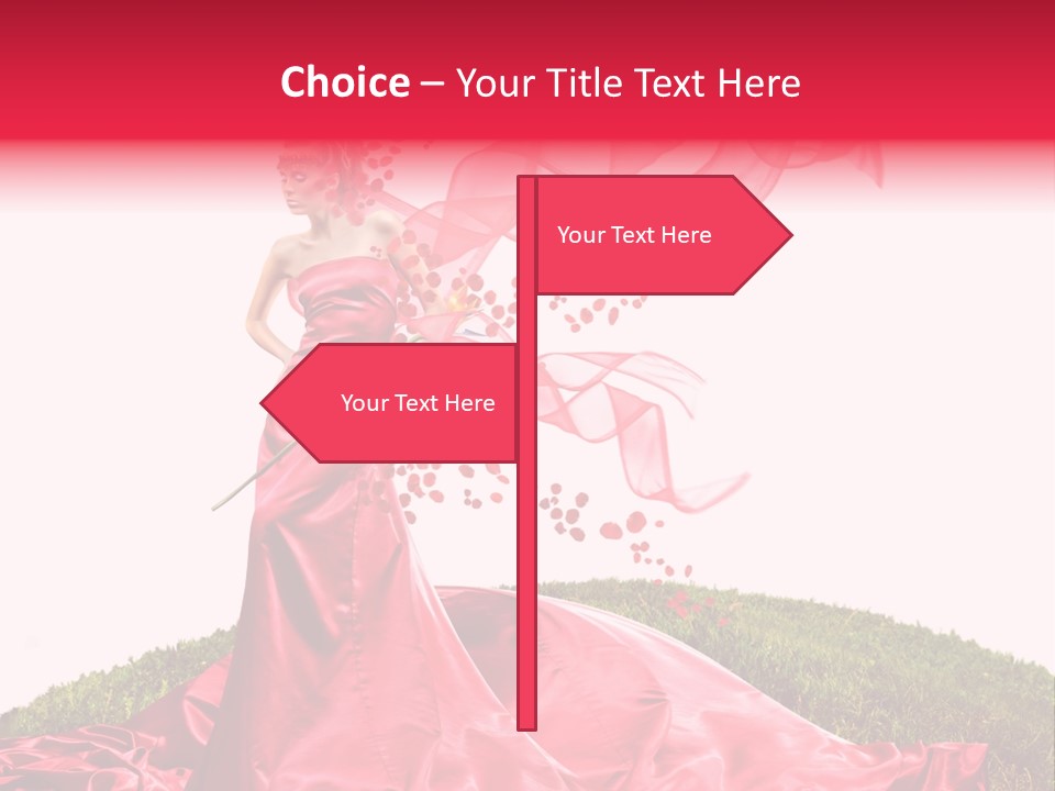 Beautiful Girl In Red Dress PowerPoint Template